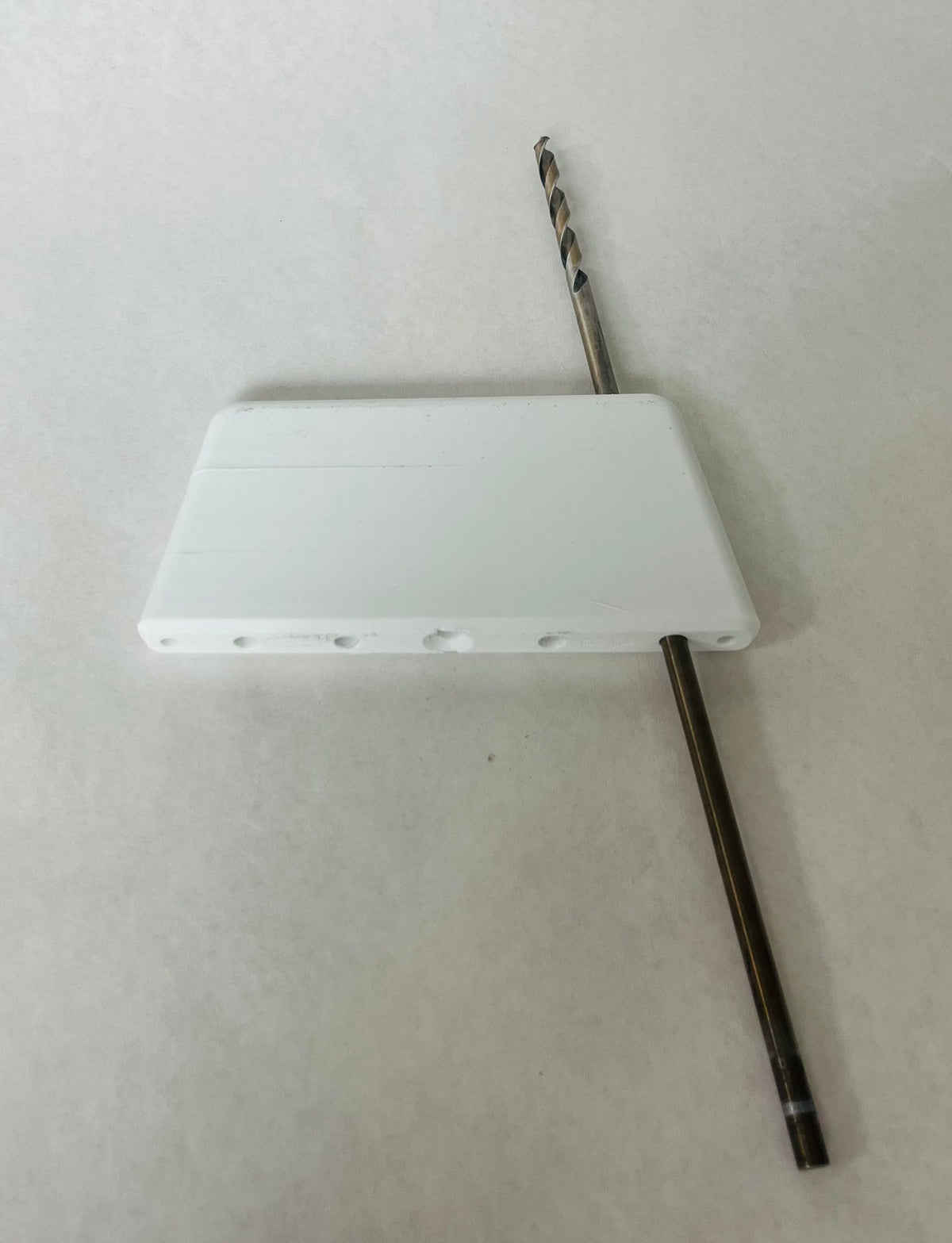 Tuttle Box Drill Jig with long drill bit