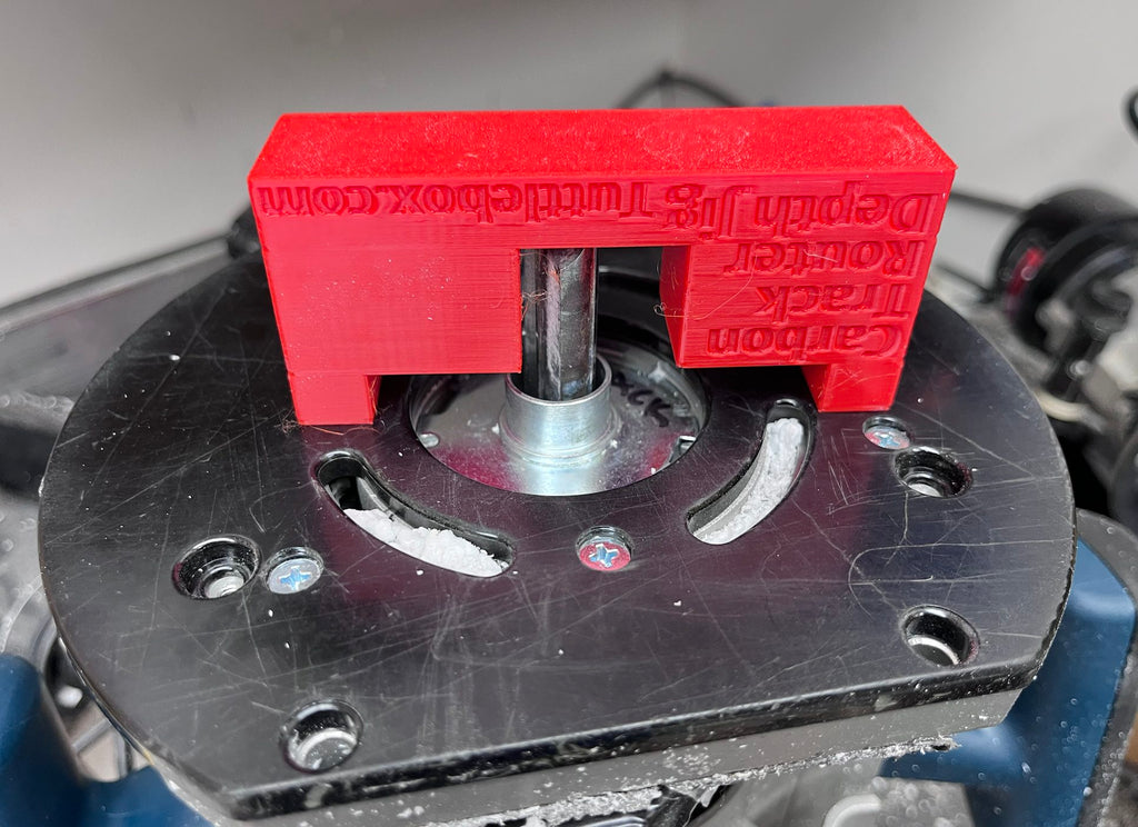 Router depth setter for the carbon track router jig
